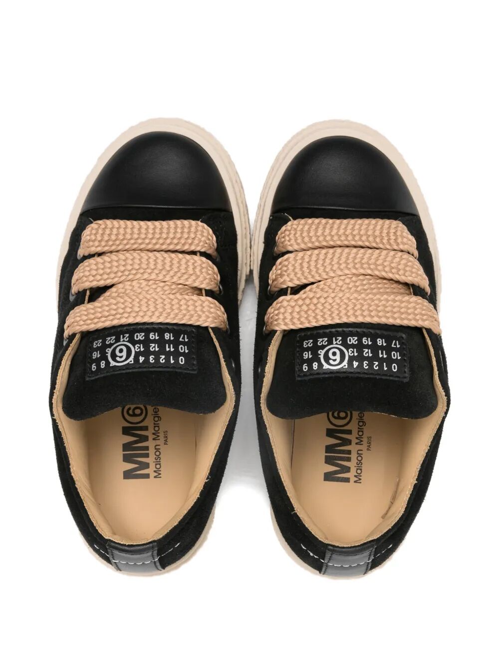 PLATFORM SNEAKERS LOW SUEDE WITH LEATHER TOE WITH NUMERIC LOGO ON TONGUE AND ORIZONTAL SEAM ON BACK