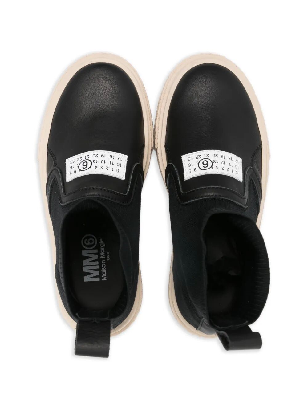 PLATFORM SOCK SNEAKERS WITH LEATHER VAMP AND CONTRASTING NUMERIC LOGO ON FRONT
