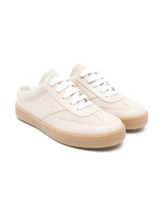 LEATHER & SUEDE SABOT SNEAKERS WITH LACES FASTENING