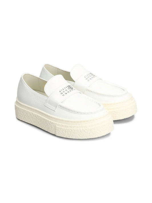 LEATHER CHUNKY SOLE LOAFERS WITH NUMERICAL LOGO ON FRONT BAND