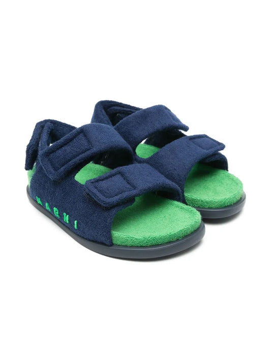 SIDE EMBROIDERED LOGO SPONGE FUSSBETT SANDALS WITH TRIPLE VELCRO-STRAP FASTENING